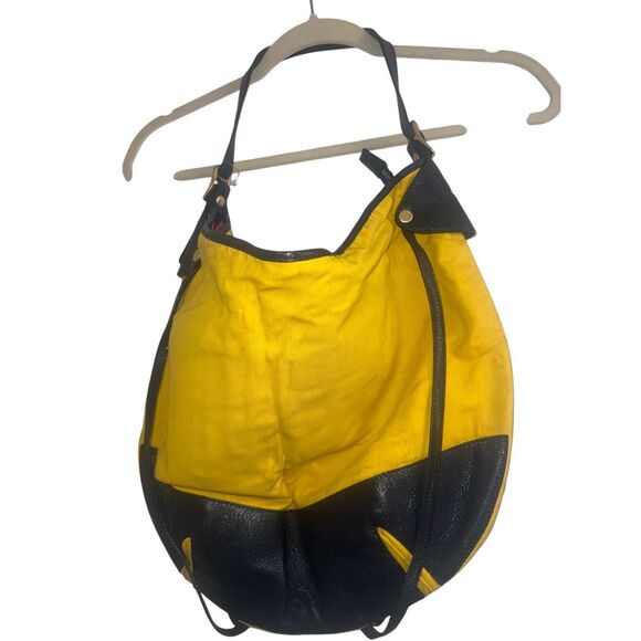 ✨ESCADA Vintage Large Yellow & Navy Summer Scuba Tote✨ - Picture 3 of 8